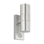 Eglo Applique Murale Riga 5 Acier Inoxydable Up & Down 2W 250lm - 830 Blanc Chaud | IP44 - Détecteur De Mouvement