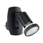 Eglo Applique Murale Parrini Lamp avec Prise Noir 4.5W 345lm - 830 Blanc Chaud | IP20 - Incl. 1x GU10